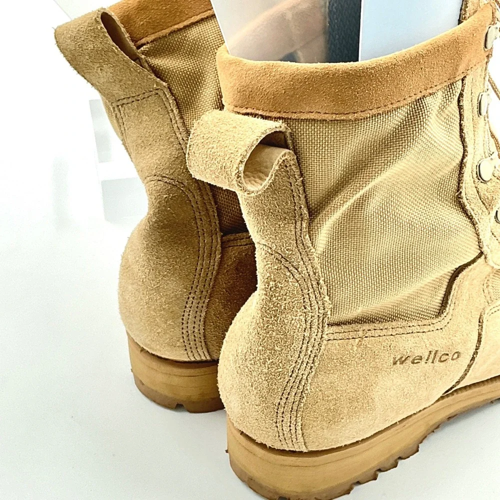 Wellco Mens Size 10.5 R Combat Boots Tan Suede USMC Military Tactical